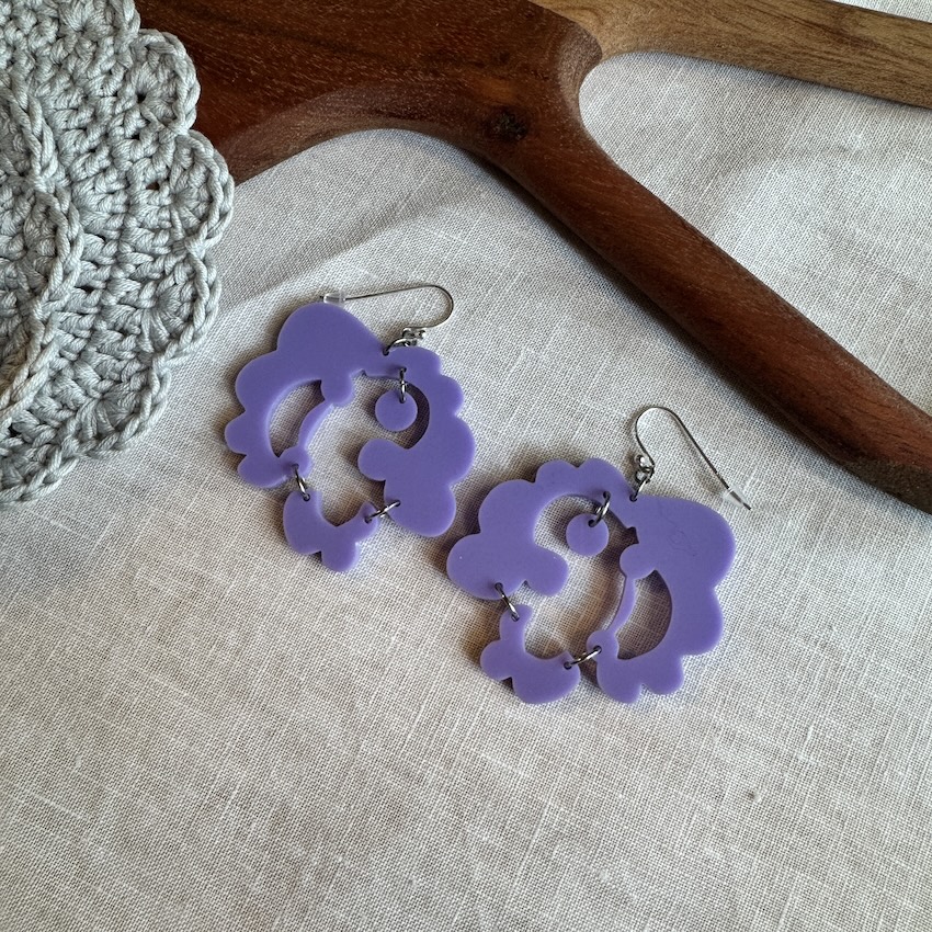 Pionipuutarha korvakorut, Iso kaksiosainen- laventeli