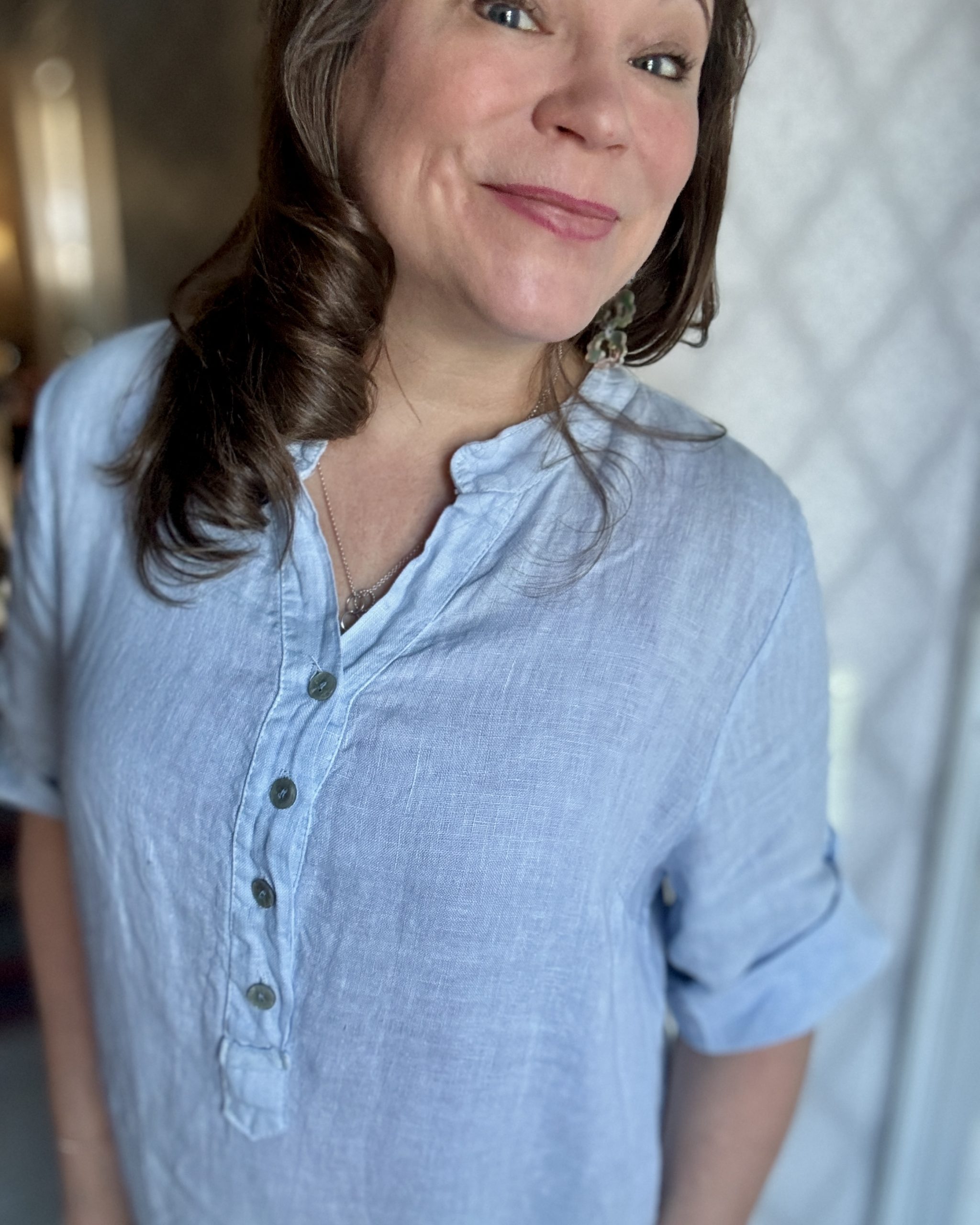 Pellavamekko Pirjo, vaaleansininen